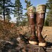 SLUGS Fleece Rain Boot Liners Sage With Nature Floral Pattern Cuff, Spring Fashion, Hunter Boot Socks, Camping Chic (SM/MED 6-8)