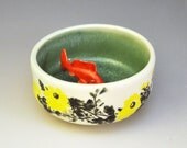 Koi Tea Bowl "Summer Lotus Pond"