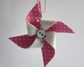 Pinwheel Necklace-Fabric Polka Dots-Fabric Necklace