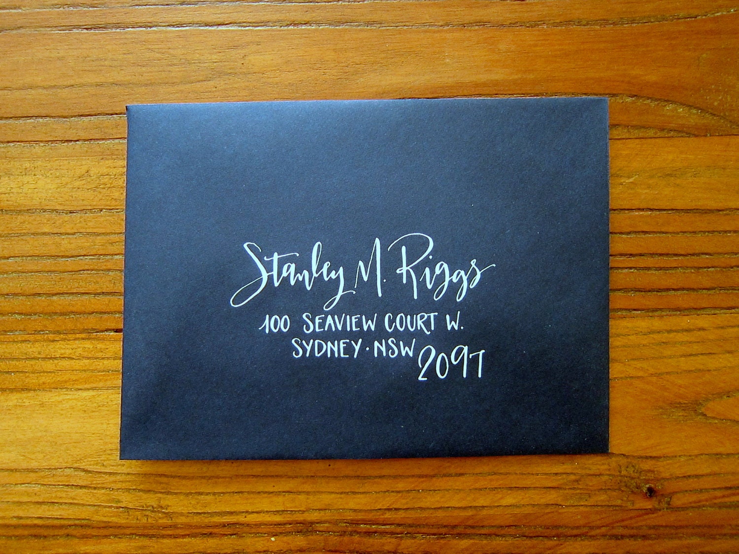 Hand Calligraphy Envelope Addressing - Style: Rebel Stout & Main Street Promenade (mixed)