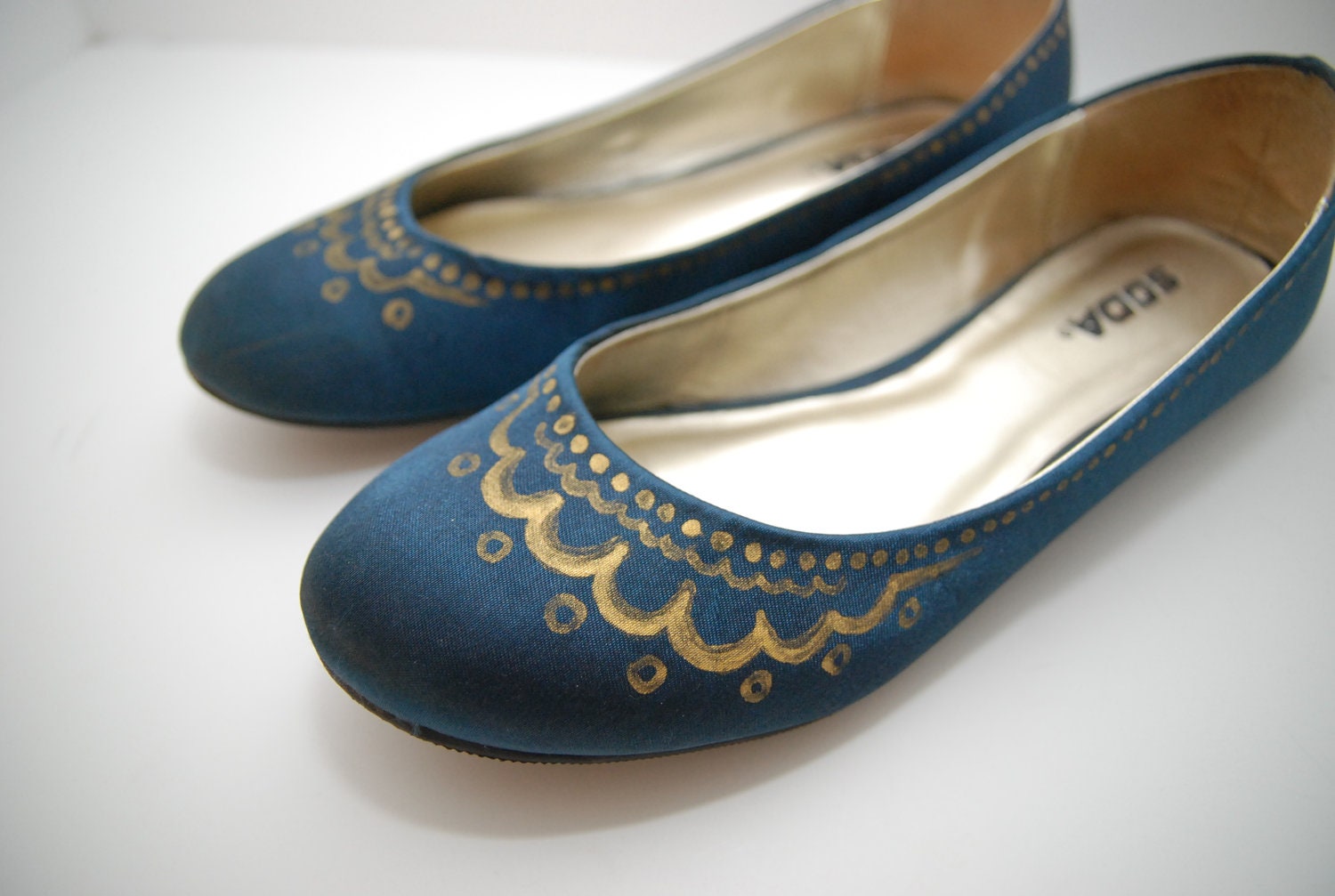 Henna Teal and Gold Soda Shoes Size 7