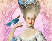 MARIE ANTOINETTE PINK. Let them eat cake. French greeting card. Printable digital images.v4756