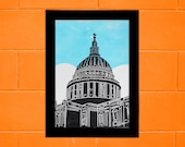 London St Paul's Cathedral lino print