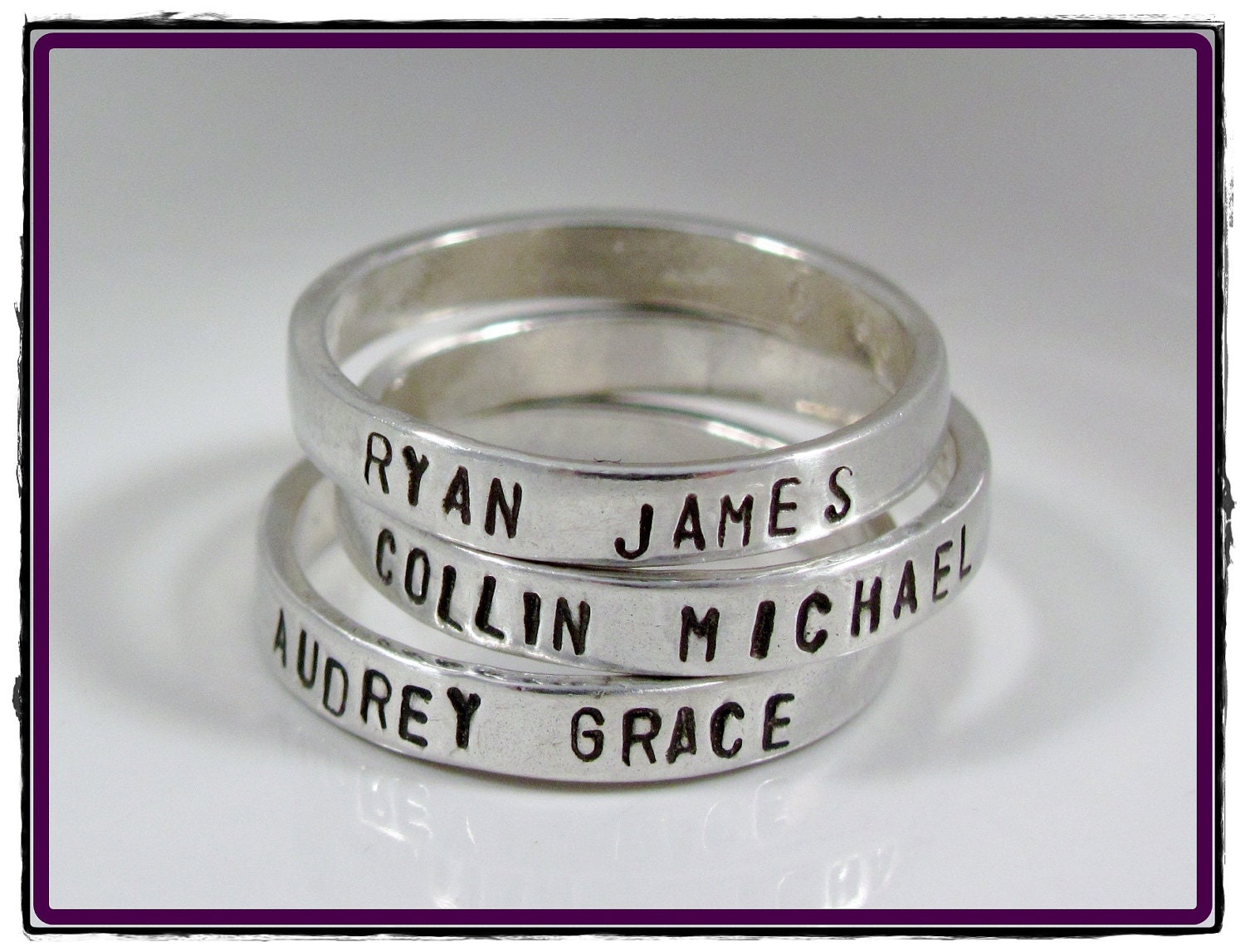 Custom  Hand Stamped Sterling Silver Ring - Size 5 - 10