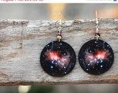 SALE Universe Earrings Nebula Space Dangle Round Jewelry, diameter 4cm (1,57 inch) , gift for her under 25 - MADEbyMADA