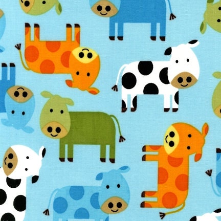 18 x 20 Cows LAMINATED cotton yardage (aka oilcloth, coated, slicker) Urban BPA free