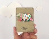 Geometric Bear Brooch Neon 'Harlequin Bear'