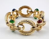 Renaissance Vintage Bracelet Joan Rivers glass cabochon rhinestone