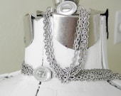 Vintage Multi Chain Silver Necklace & Bracelet 70s