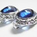 Vintage Blue Cabochon Earrings Whiting & Davis 60s