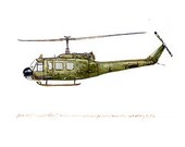 UH-1 Iroquois Huey, US Army Aviation watercolor print, 8x10"