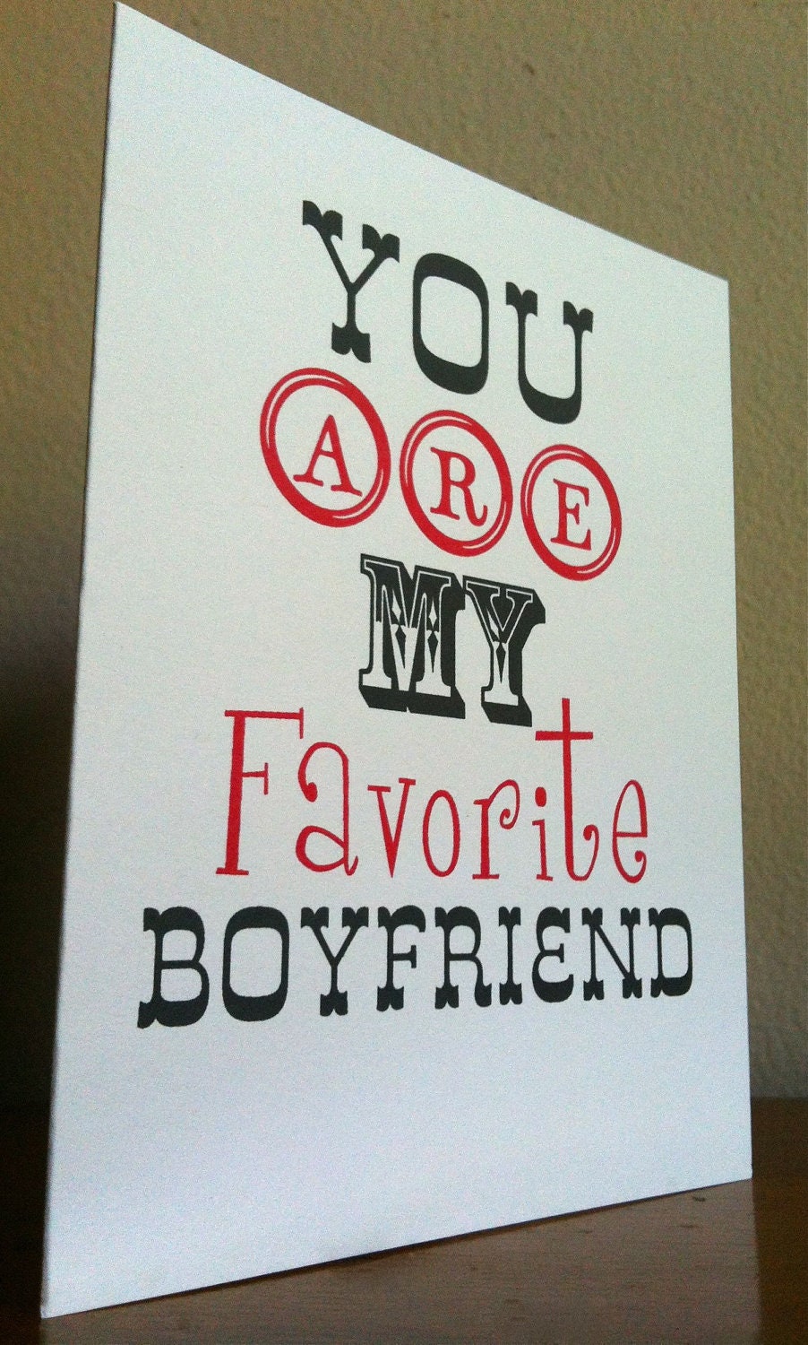 Boyfriend greeting card, boyfriend card, favorite boyfriend, original, typography card