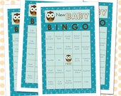 Baby Shower game Bingo Owl Themed Instant Download - you print