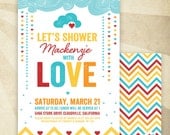 Retro Rainbow Baby Shower - CUSTOM PRINTABLE Invitation