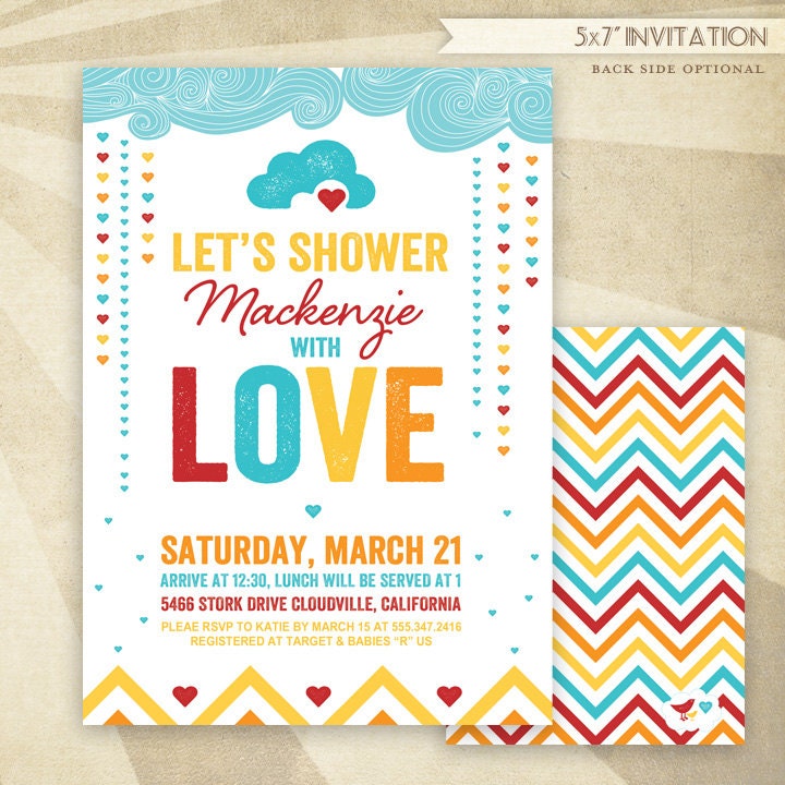 Retro Rainbow Baby Shower - CUSTOM PRINTABLE Invitation
