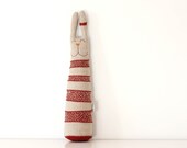 Linen Bunny Rabbit Hand Embroidered with Felt