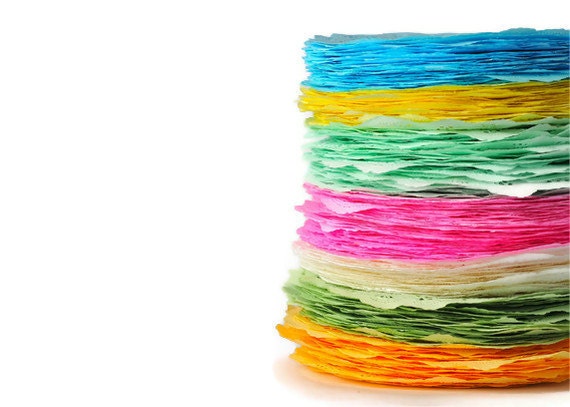 Colored French doilies . round paper . hand dyed . pastels . lace . 7 colors . 4 inch . small . gift wrap . embellishment . 35 pieces . blue