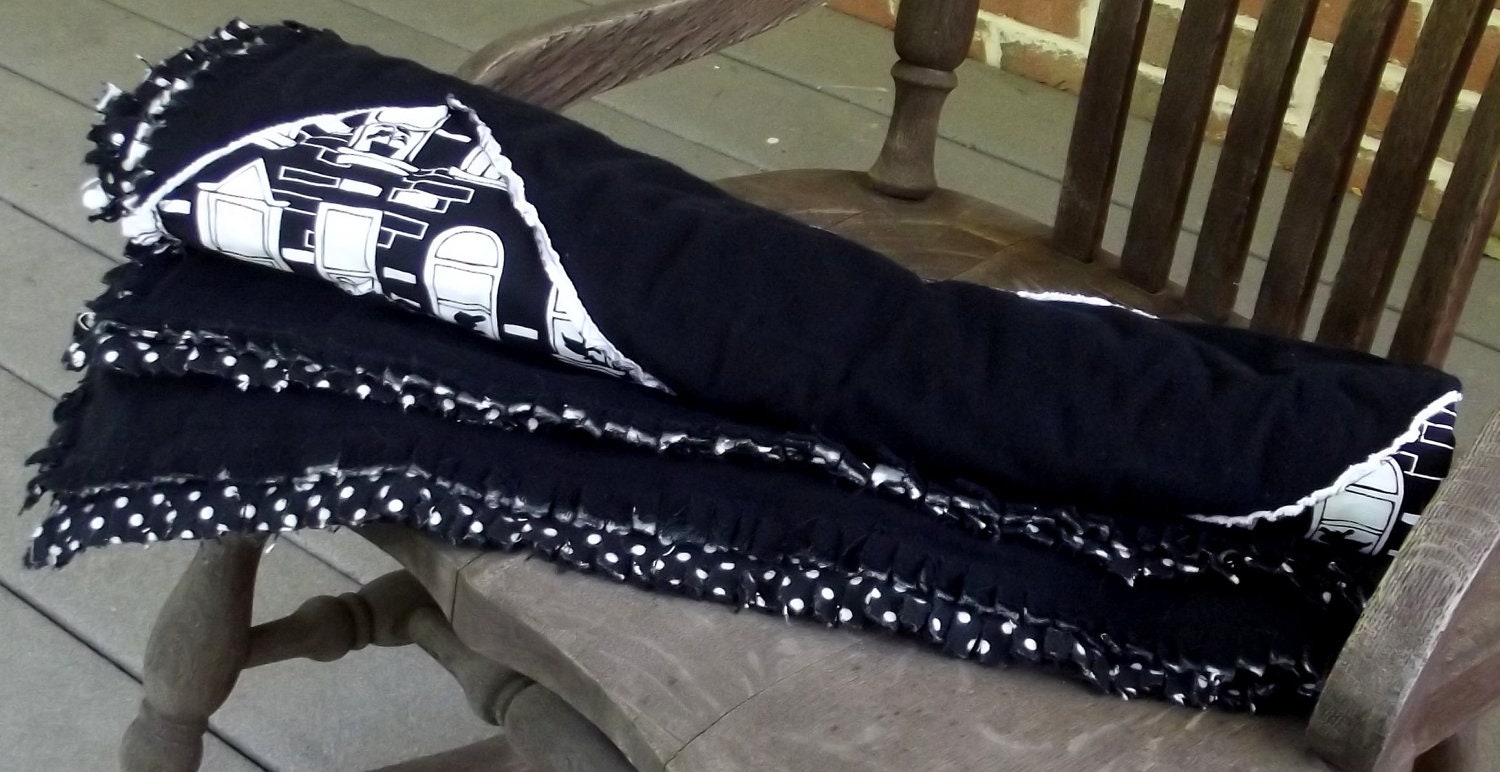 black and white chevron city quilt