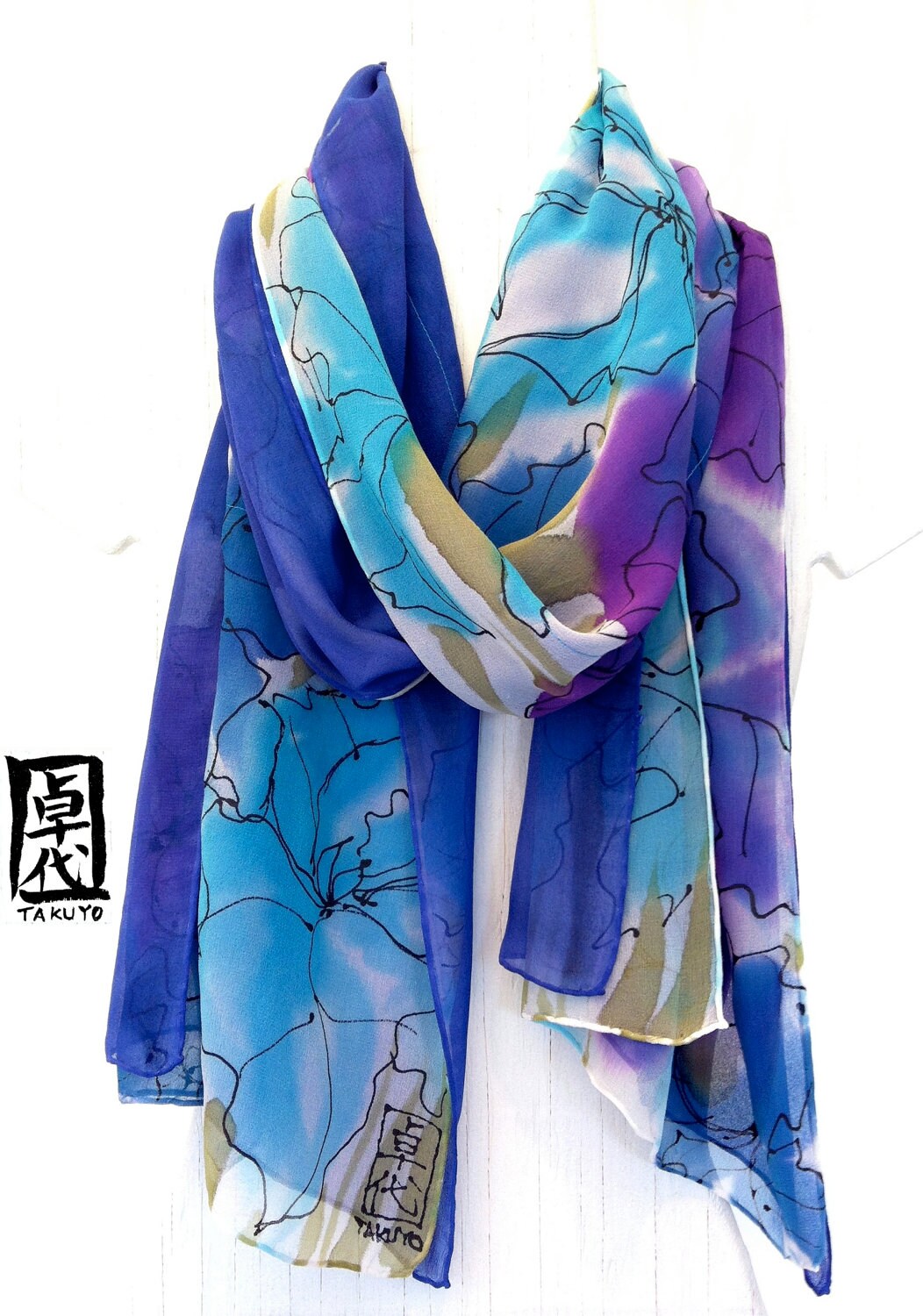 Blue Silk Scarf