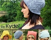 Hat Knitting Pattern eBook 5 Patterns PDF Slouchy Beanie Ear Flap Sun Hat Lacy Pom Pom Hand Knit