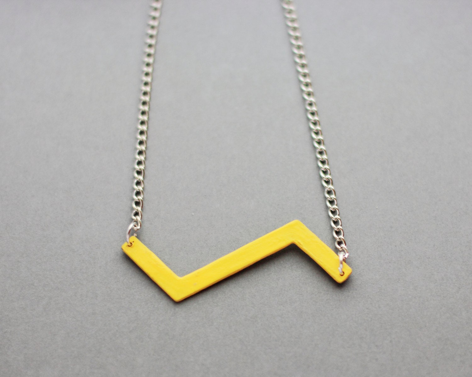 Zig Zag Chevron Necklace (Yellow) - Modern Handmade Jewellery