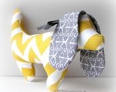 Yellow and Gray Chevron Dachshund Dog