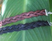 Braided leather bracelet (3 cords) with silver clasp - Can be custom ordered