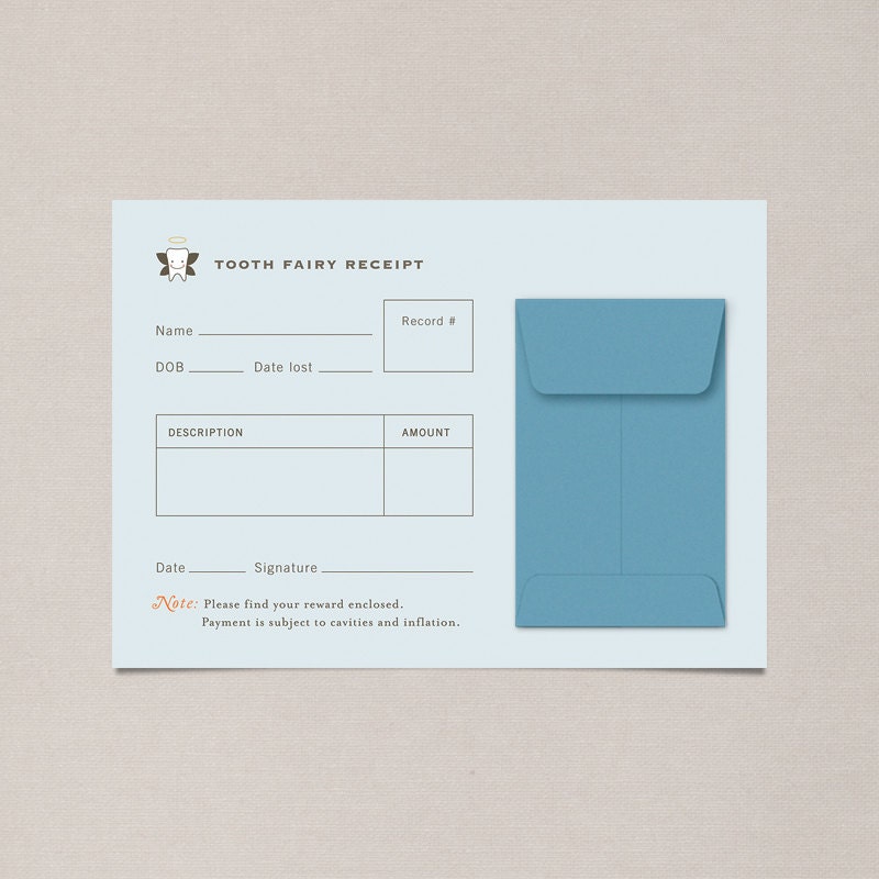 Blue Tooth Fairy Receipts - Set of 10