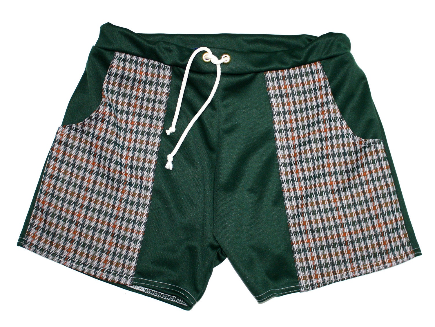 Frankie Four Handmade Men's Vintage Style Green and Orange Patterned Swim Trunks