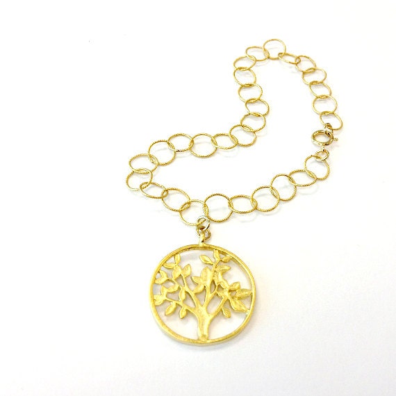 Gold Vermeil Bracelet Link Chain Jewelry Tree of Life Charm Jewellery Pendant Handmade Unique Everyday Fashion B-309 310 311