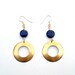 Navy Blue Earrings - Lapis Earrings - Yellow Gold Jewelry - Gemstone - Denim - Hoops ER-179