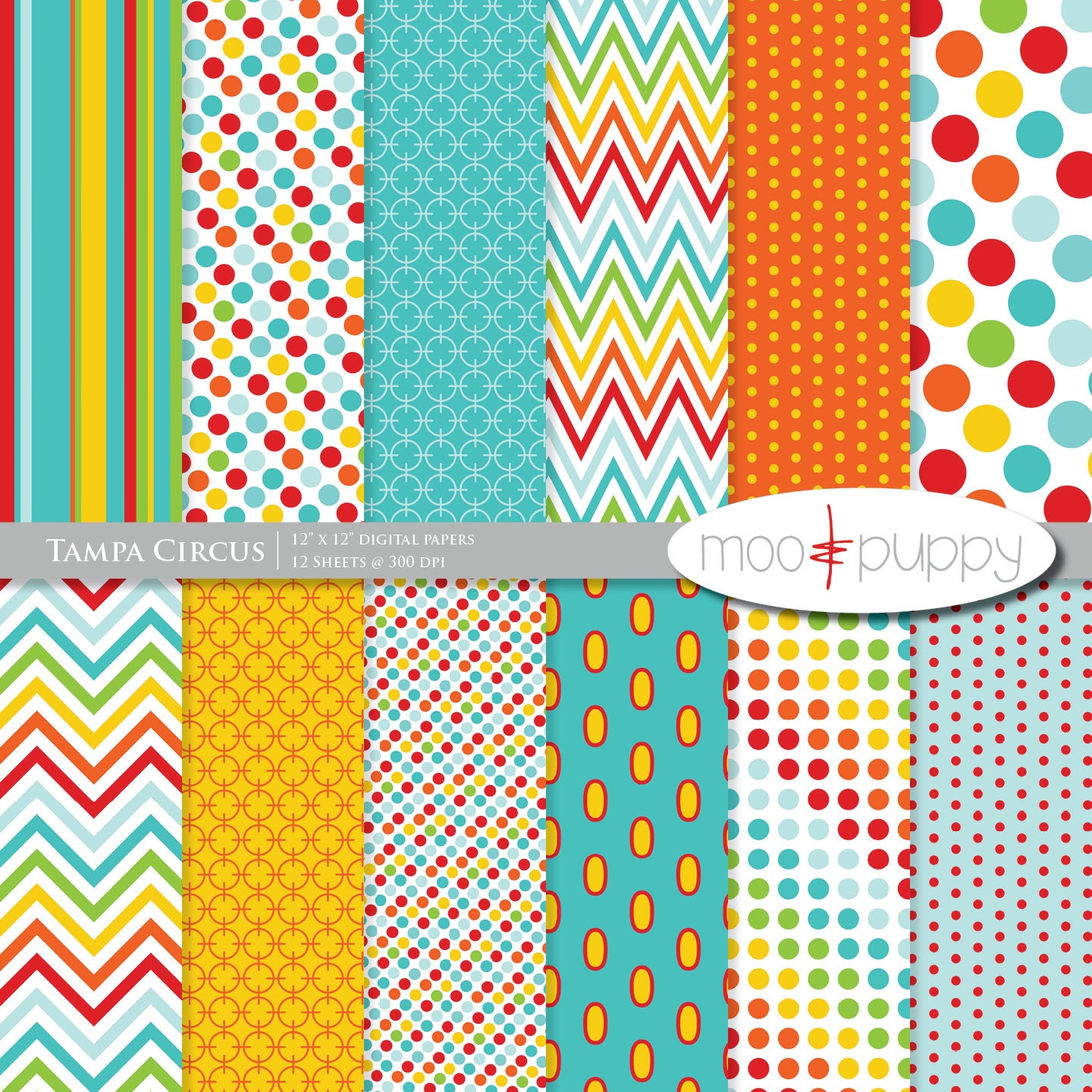 Digital Scrapbook Paper Pack  --  Tampa Circus -- INSTANT DOWNLOAD