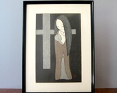 Mid Century Woodblock Art Print - Kaoru Kawano