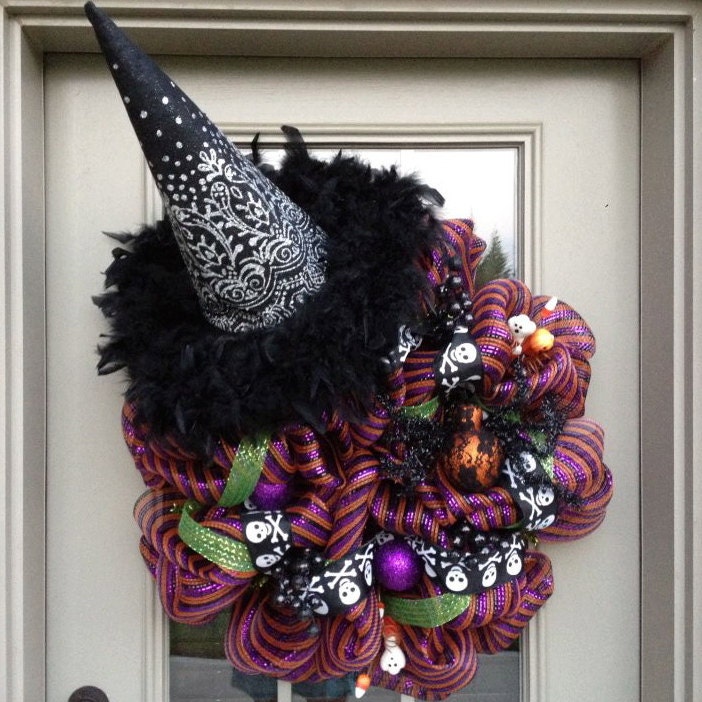 Halloween Witch Deco Poly Mesh Wreath