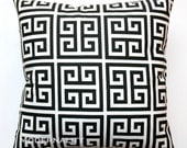 Premier Prints Black and White Towers Greek Key Pillow Cover- 18x18 inches- Hidden Zipper Closure