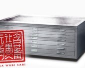SALE - Refurbished SEVEN Drawer Metal Flat File Cabinet / Repurposed Industrial Flat File Coffee Table