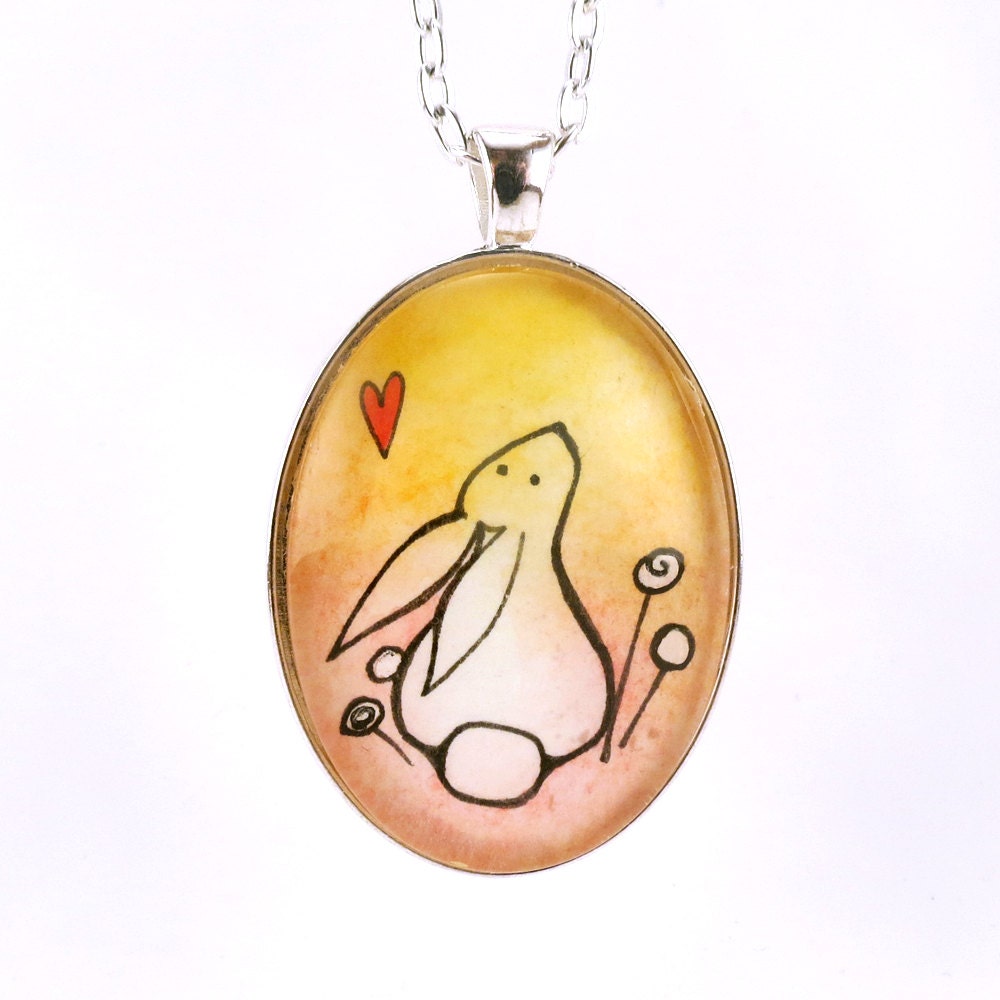 Easter Bunny Rabbit Necklace - Wearable Art Pendant