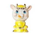 Cow Squeak Toy Rubber Yellow Anthropomorphic Kitsch Bull