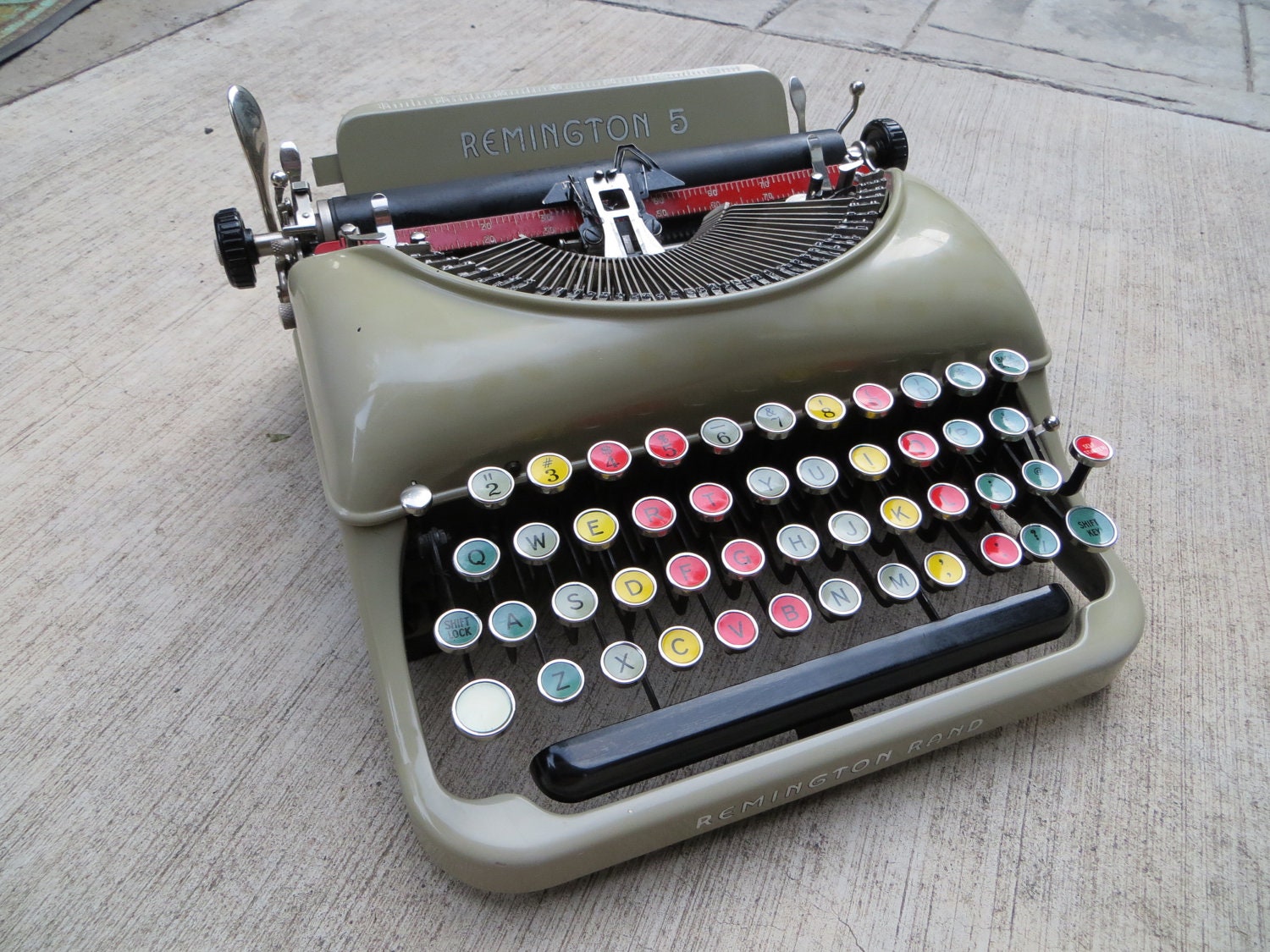 Portable Typewriter Vintage Typewriter  Remington Rand 5 with Colored Keys Unique