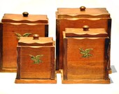 Vintage Wooden Stacking Box Set Rustic Eagle Western Set of 4 sandalwood Boxes