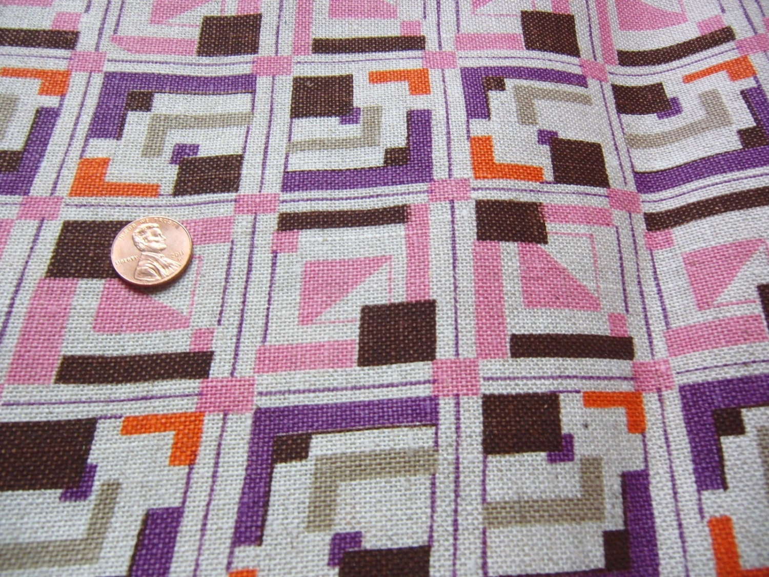 Vintage Upholstery Fabric Yardage - Mod Graphic Print