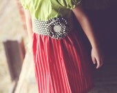Vintage Christmas Flower Sash Peasant Dress