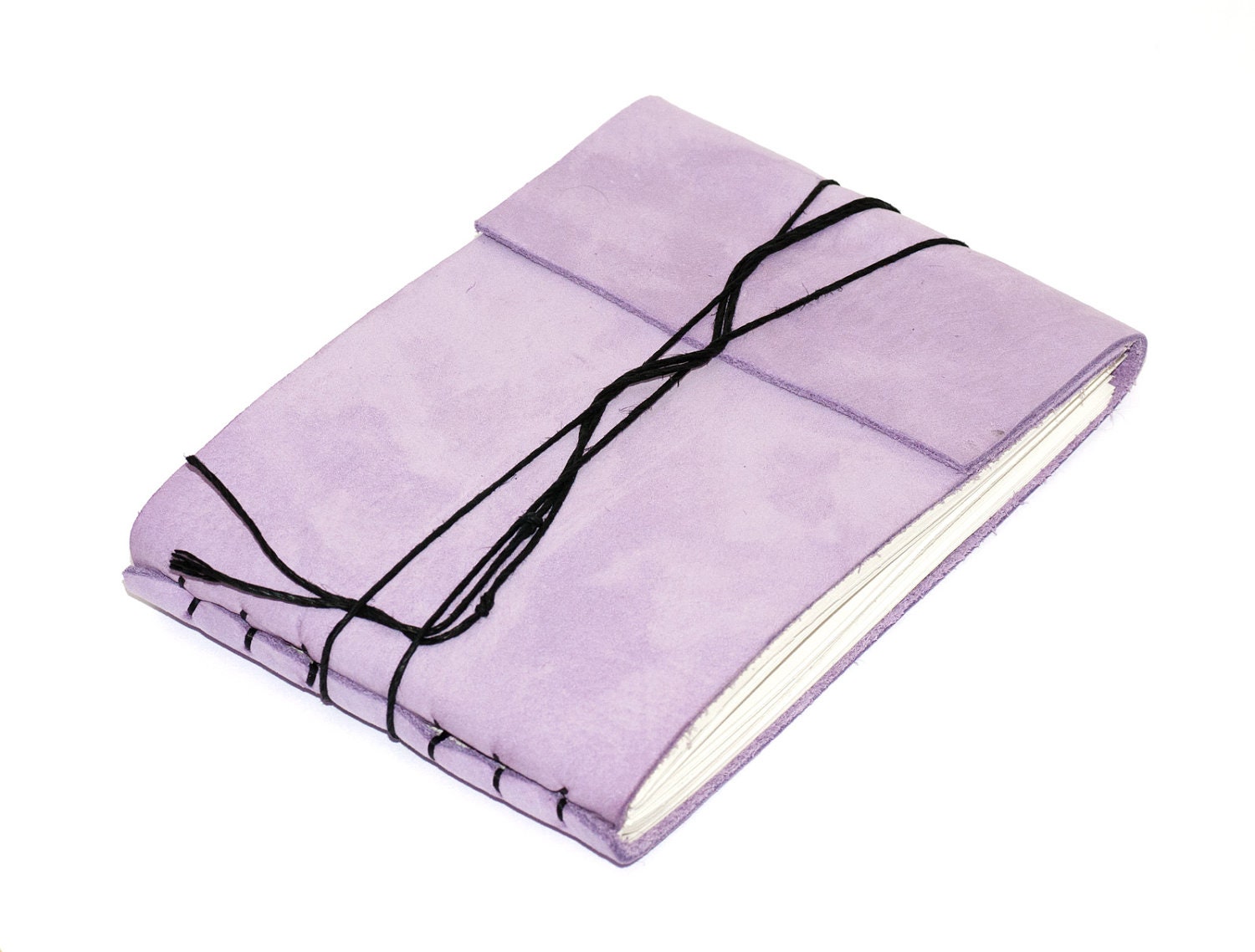Modern Leather Journal or Leather Sketchbook, Purple Lavender, Medium Sized Notebook, Handbound Coptic Stitch - 3 3/4" x 5 1/2"