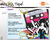 80's - 1980s Printable Birthday Party Invitation - DIY Print - Print it Yourself Eighties Invite Il_170x135