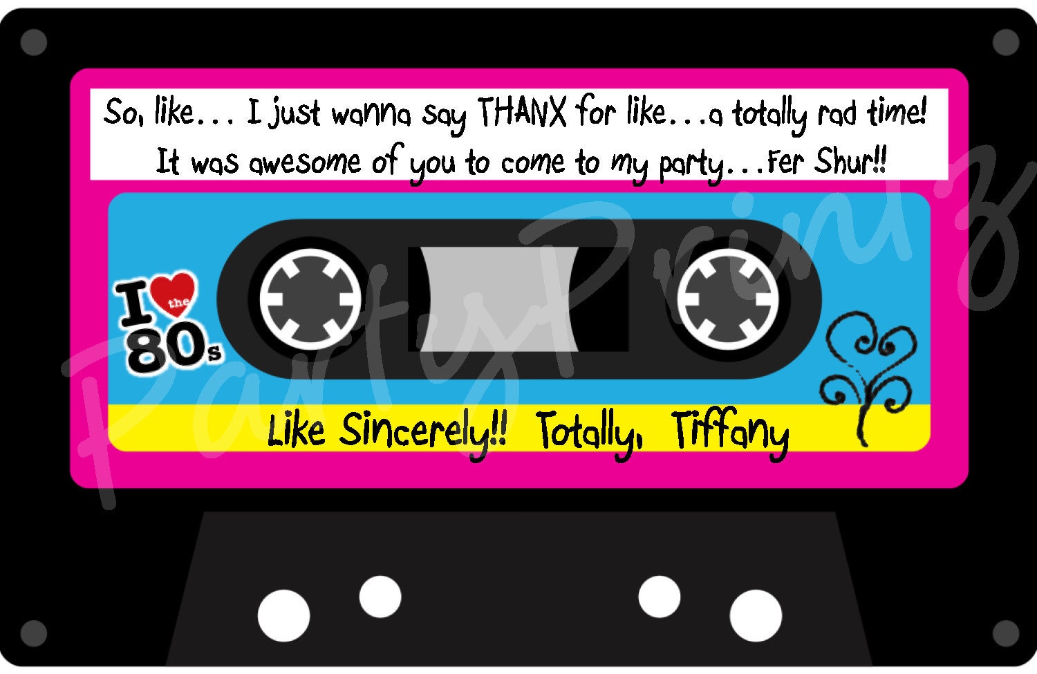 Printable 80's Thank You Cards - Personalized - 80's Cassette Tape Il_570xn