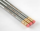 words change lives pencil set 3 engraved pencils in silver.  back to school supplies.