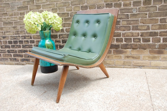 Vintage 1958 Carter Brothers Scoop Bentwood Chair Mid Century in Green