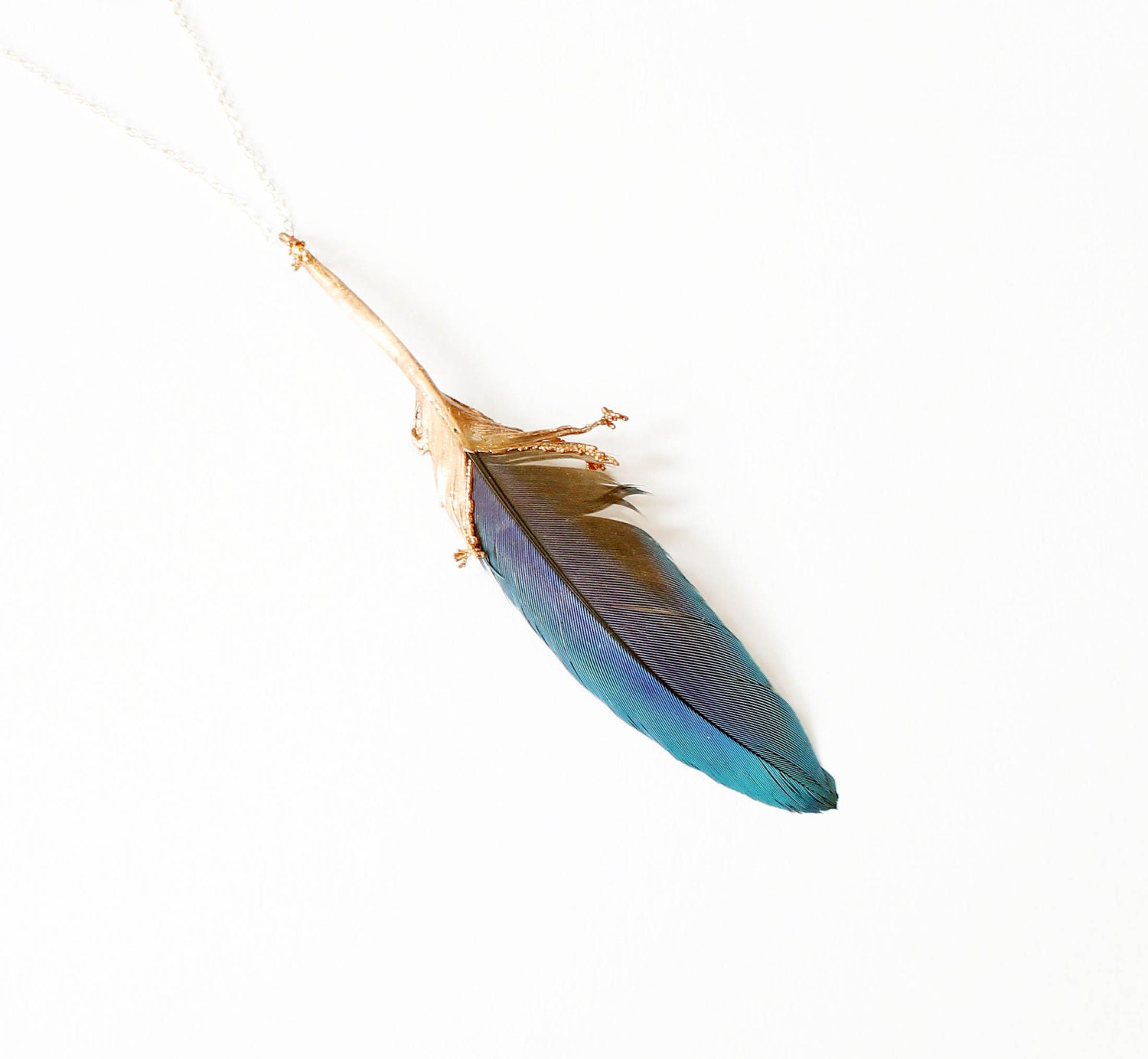 Pointy Blue Feather Pendant