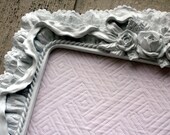 Gorgeous Frame-  Ruffles, Ribbon, and Flowers   Made Into  Magnetic Fabric  Board- Super Sweet Perfect for Nursery or Shabby Chic Bedroom