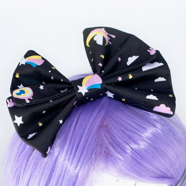 Fairy Kei Dream Sky Shooting Star Eyeball Big Hair Bow Headband